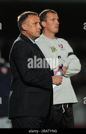 Cheltenham Town assistant manager Neil Howarth (l) with Birmingham City ...