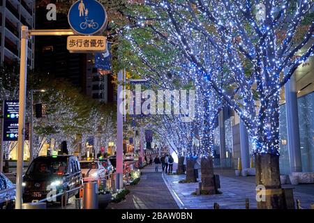 Christmas tree on a background in Tokyo Stock Photo