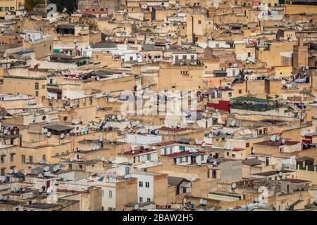 Looking down on Fes Medina, Fes, Morocco Stock Photo