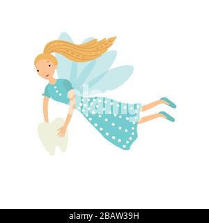 Tooth fairy. Vector illustration isolated on white background. Stock Vector