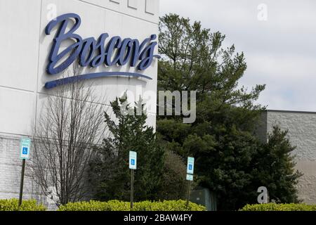 A logo sign outside of a Boscov's retail store location in Westminster, Maryland on March 26, 2020. Stock Photo