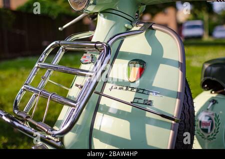 Restored 1963 peppermint green Lambretta 150sli Innocenti Stock Photo
