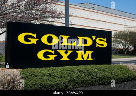 GOLD'S GYM サイン入り写真 A logo sign outside of a Gold's Gym location in Midlothian