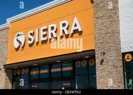 A logo sign outside of a Sierra retail store location in Frederick, Maryland on March 26, 2020. Stock Photo