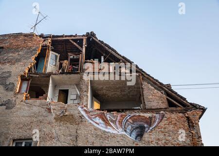 Zgreb earthquake 22 March 2020., damaged old building in old town Stock Photo