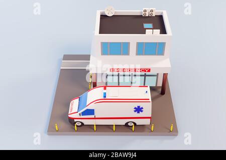 Emergency Hospital Entrance 3d isometric Stock Photo