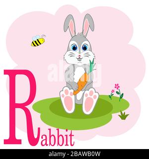 R for rabbit abc animal alphabet  Stock Vector