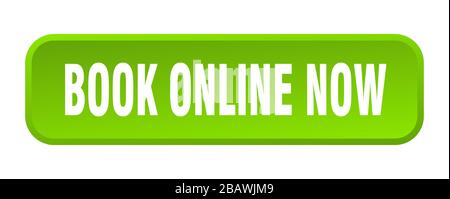 book online now button. book online now square 3d push button Stock Vector
