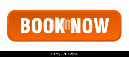 book now button. book now square 3d push button Stock Vector