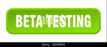 beta testing button. beta testing square 3d push button Stock Vector