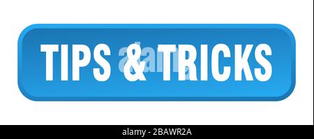 tips & tricks button. tips & tricks square 3d push button Stock Vector