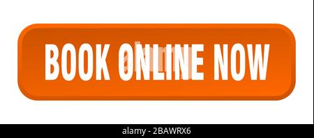 book online now button. book online now square 3d push button Stock Vector