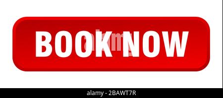 book now button. book now square 3d push button Stock Vector