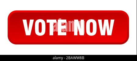 vote now button. vote now square 3d push button Stock Vector