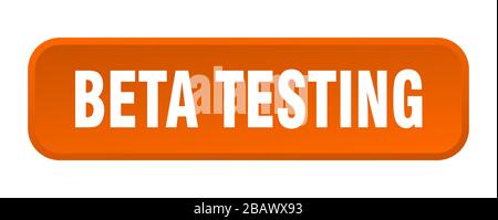 beta testing button. beta testing square 3d push button Stock Vector