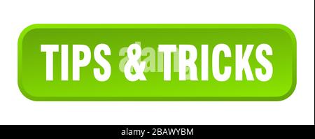 tips & tricks button. tips & tricks square 3d push button Stock Vector