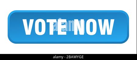 vote now button. vote now square 3d push button Stock Vector