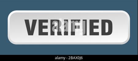 verified button. verified square 3d push button Stock Vector