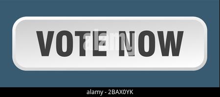 vote now button. vote now square 3d push button Stock Vector