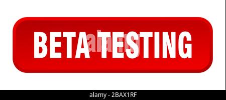 beta testing button. beta testing square 3d push button Stock Vector