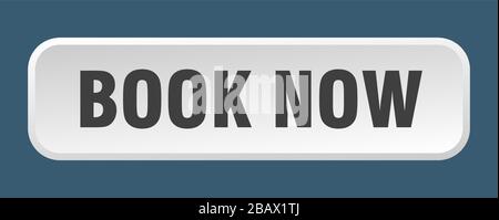 book now button. book now square 3d push button Stock Vector