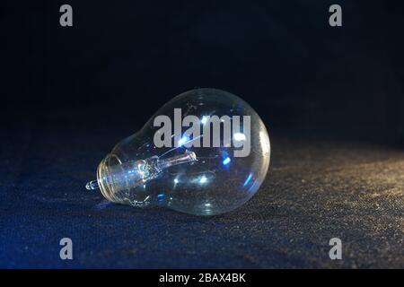 Old lightbulbs in the studio on black background photographed with flash light Stock Photo
