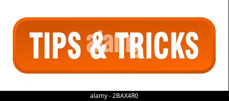 tips & tricks button. tips & tricks square 3d push button Stock Vector