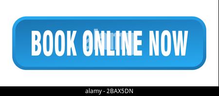 book online now button. book online now square 3d push button Stock Vector