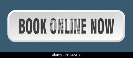book online now button. book online now square 3d push button Stock Vector