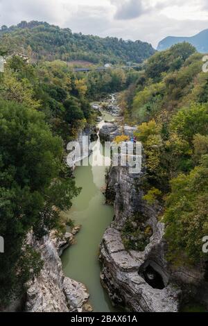 'Marmitte dei Giganti', a small along the river Metauro located near Fossombrone, in Marches region (central Italy) Stock Photo