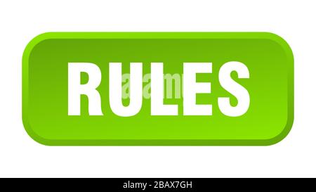 rules button. rules square 3d push button Stock Vector