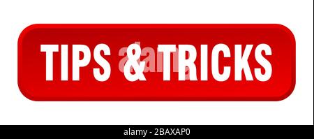 tips & tricks button. tips & tricks square 3d push button Stock Vector