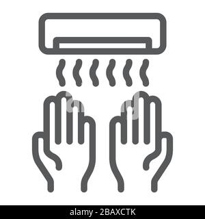 Hand dryer line icon, wash and hygiene, warm sign, vector graphics, a linear pattern on a white background, eps 10. Stock Vector