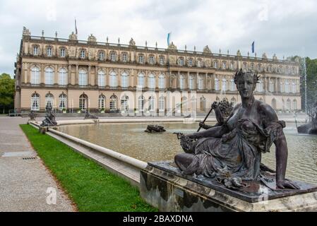 Sculpture of a Laying Woman in the Palace Garden of Herrenchiemsee in Bavaria, Germany Stock Photo