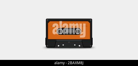 audio tape front orange color Stock Vector