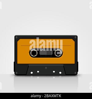 audio tape yellow front view Stock Vector
