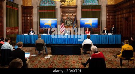 Albany, New York, USA. 29th Mar, 2020. March 29, 2020 - Albany, NY, United States: New York Governor Andrew Cuomo (D) speaking at a press Conference at the State Capitol. (Photo by Michael Brochstein/Sipa USA) Credit: Sipa USA/Alamy Live News Stock Photo