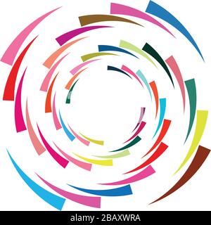 Single mottled, multi-color and colorful spiral, swirl, twirl element. Twisted cyclic, circular and radial, radiating whorl, volute shape Stock Vector