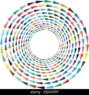 Single mottled, multi-color and colorful spiral, swirl, twirl element. Twisted cyclic, circular and radial, radiating whorl, volute shape Stock Vector
