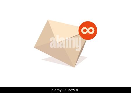Information Overload Concept. An email account with an infinite number of unread emails. Stock Vector