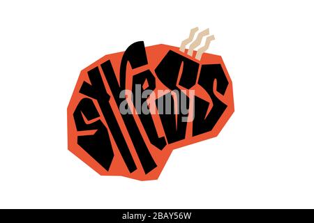 Hand drawn hatching lettering word stress in vector Stock Vector