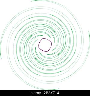 Single mottled, multi-color and colorful spiral, swirl, twirl element. Twisted cyclic, circular and radial, radiating whorl, volute shape Stock Vector