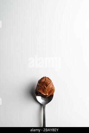 Chocolate Mousse on a spoon Stock Photo
