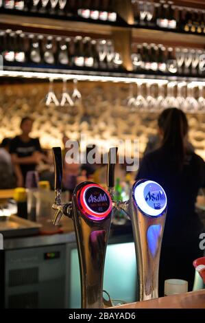 Asahi draft beer at Ippudo, Sydney NSW Stock Photo