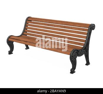 Wooden Park Bench Isolated Stock Photo