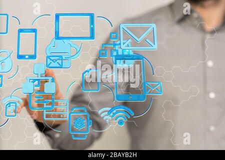 A Visualization Projection of Data Transmission Through High Speed Internet Stock Photo