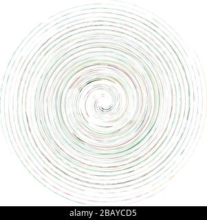 Single mottled, multi-color and colorful spiral, swirl, twirl element. Twisted cyclic, circular and radial, radiating whorl, volute shape Stock Vector