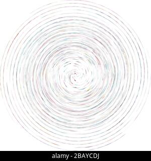 Single mottled, multi-color and colorful spiral, swirl, twirl element. Twisted cyclic, circular and radial, radiating whorl, volute shape Stock Vector