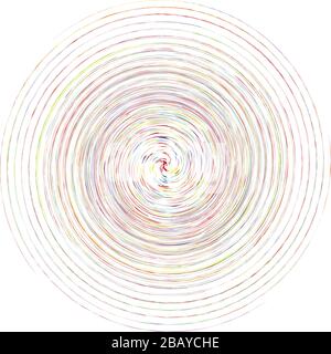 Single mottled, multi-color and colorful spiral, swirl, twirl element. Twisted cyclic, circular and radial, radiating whorl, volute shape Stock Vector
