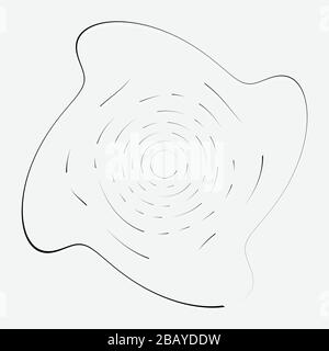 Monochrome volute, vortex shapes. Twisted helix elements. Rotation, spin and twist concept design Stock Vector